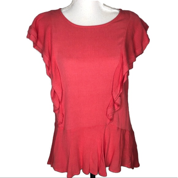 Harlowe & Graham Tops - Harlow & Graham top.  Color coral.  NWT.  Ruffles.
